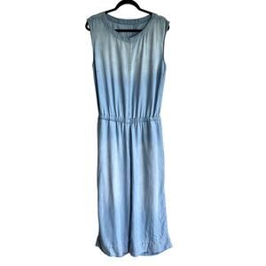 Anthropologie Cloth & Stone Chambray Denim Jumpsuit Size Medium Preppy Weekend